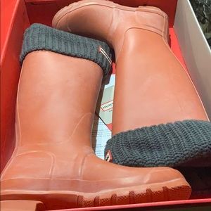 Pink Hunter Boots w Grey Socks Included